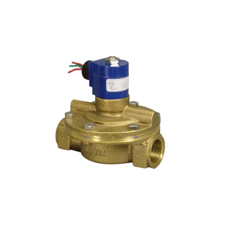 1 1/2 NPT, 2-Way Brass Solenoid Valve, Closed, Buna, 24/50-60, Coefficient Of Volume: 25